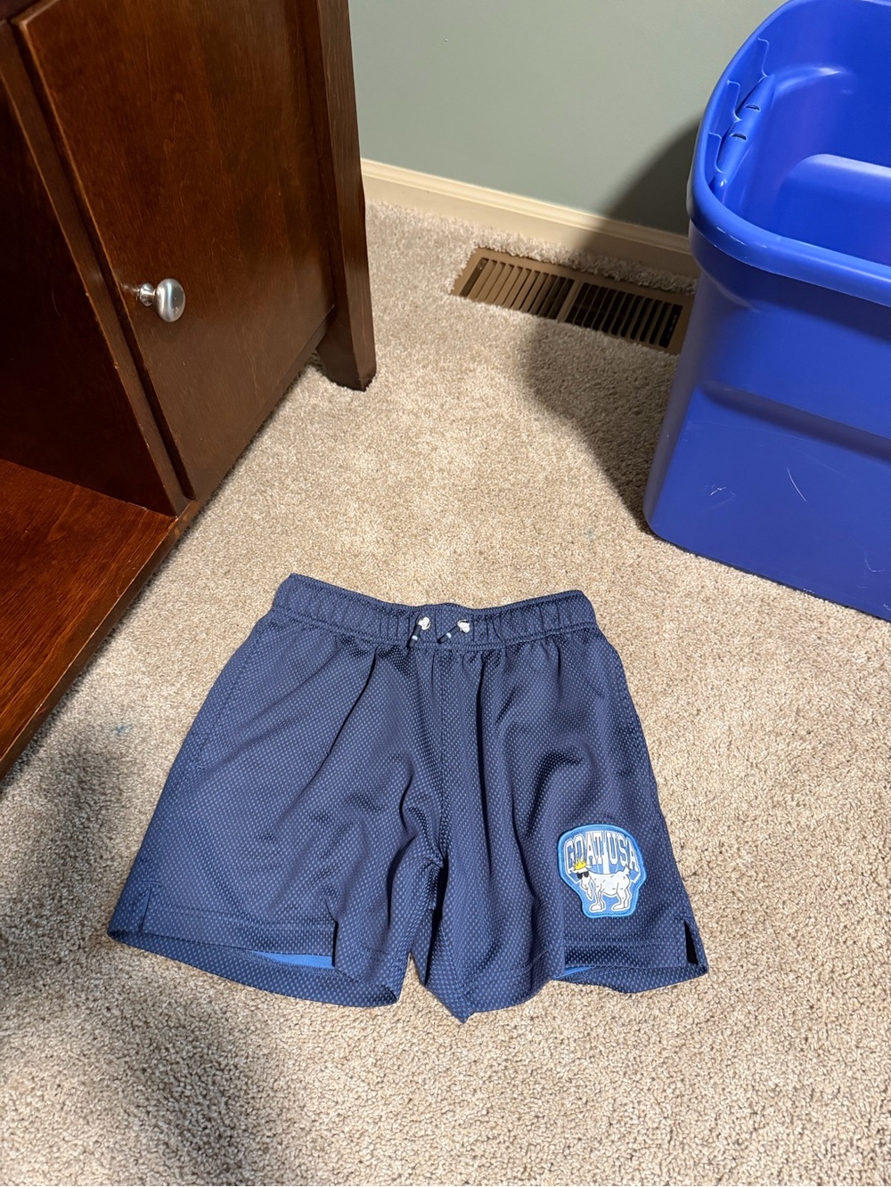 Goat Usa Navy Athletic Mesh Shorts with Patch